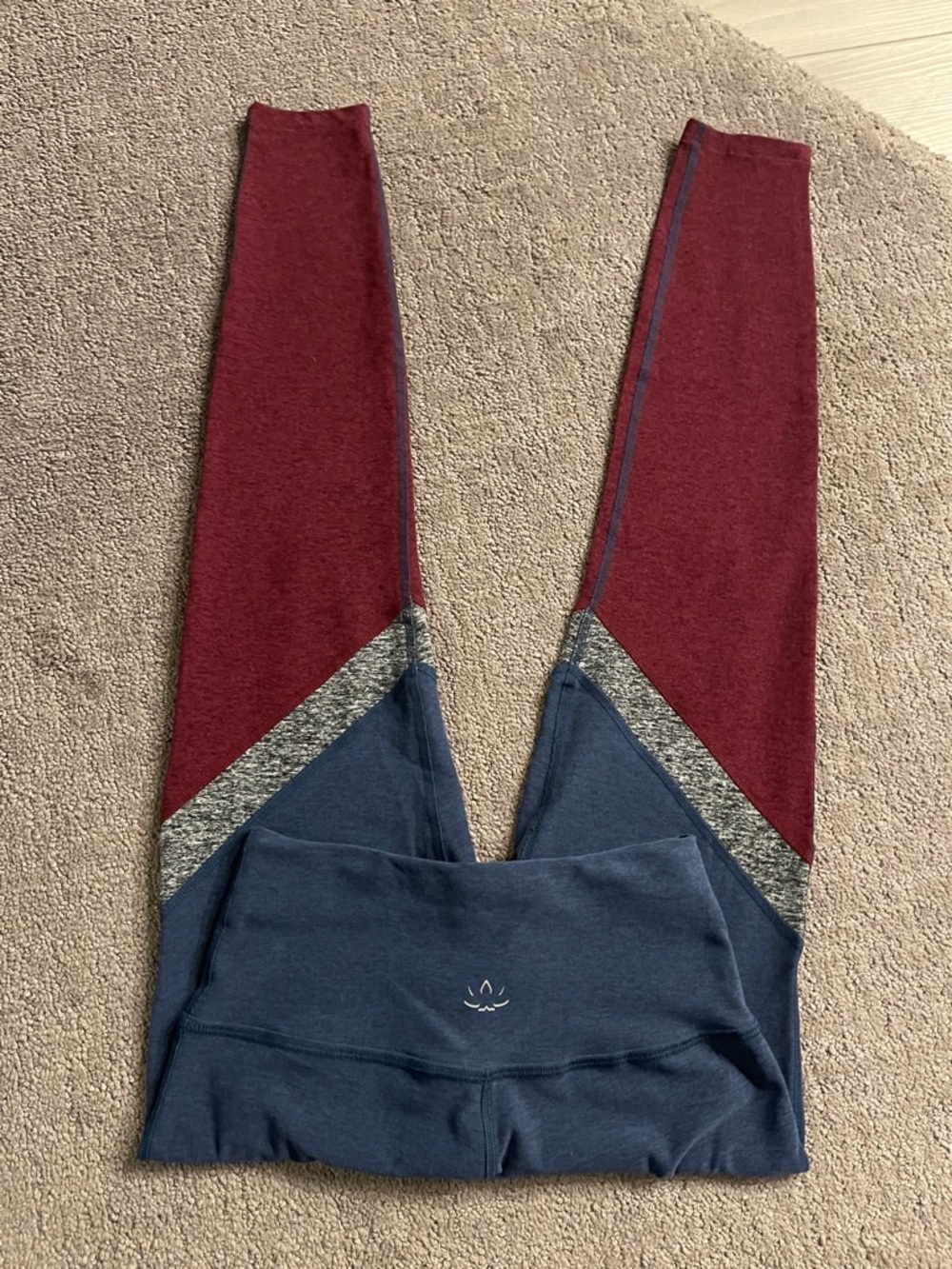 Beyond yoga  Colorblock Leggings - Navy, Burgundy & Heather Gray